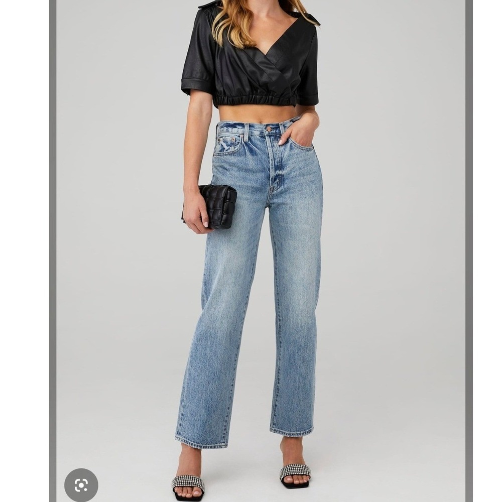 pistola Light Blue High-Rise Straight Leg Jeans